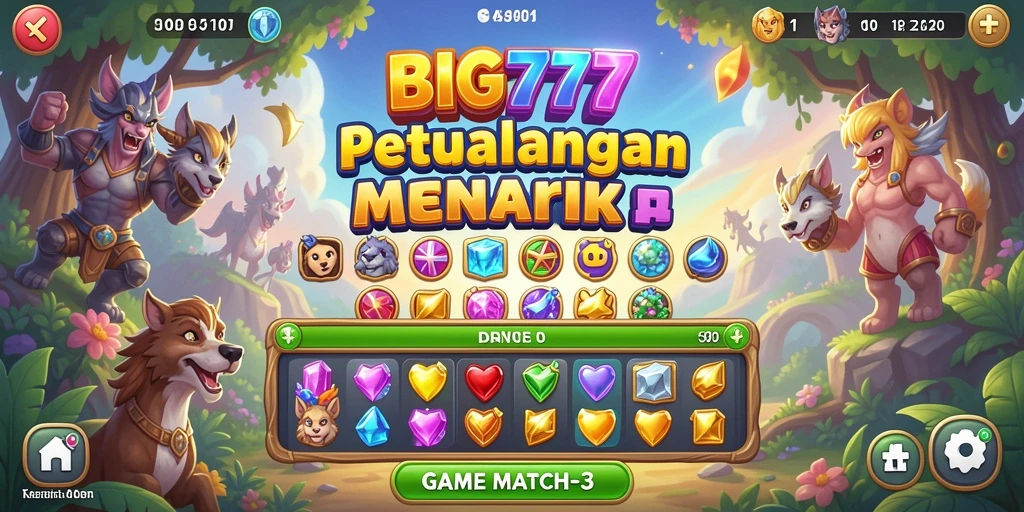 Tampilan gameplay seru dalam BIG777 game Match-3.