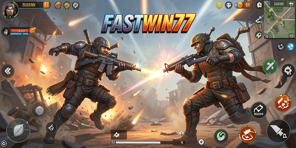 Tampilan gameplay seru dalam pertarungan Battle Royale.