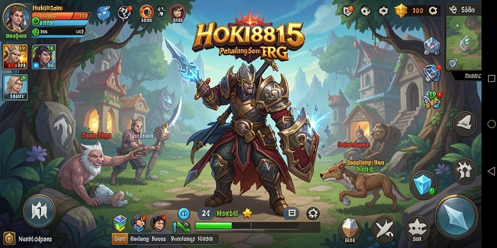 Screenshot gameplay HOKI8815 yang menunjukkan aksi petualangan RPG.