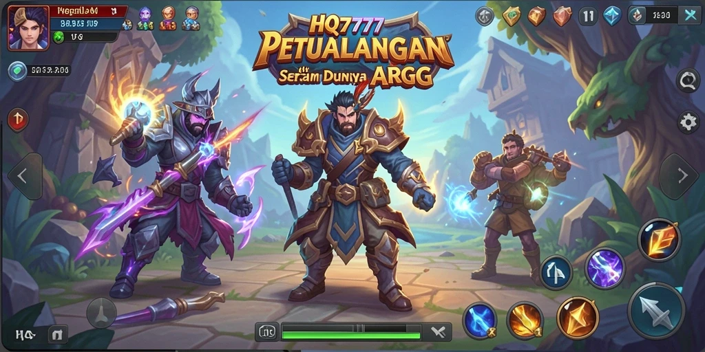 Gameplay HQ777 menampilkan pertarungan seru di dunia fantasi.