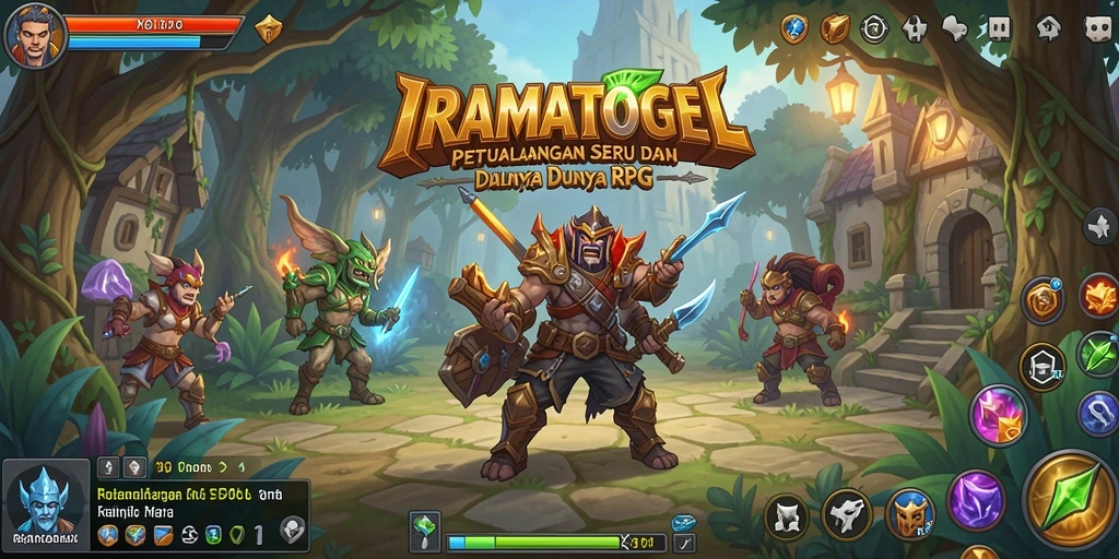 Screenshot IRAMATOGEL menampilkan pertarungan epik dan karakter menarik.