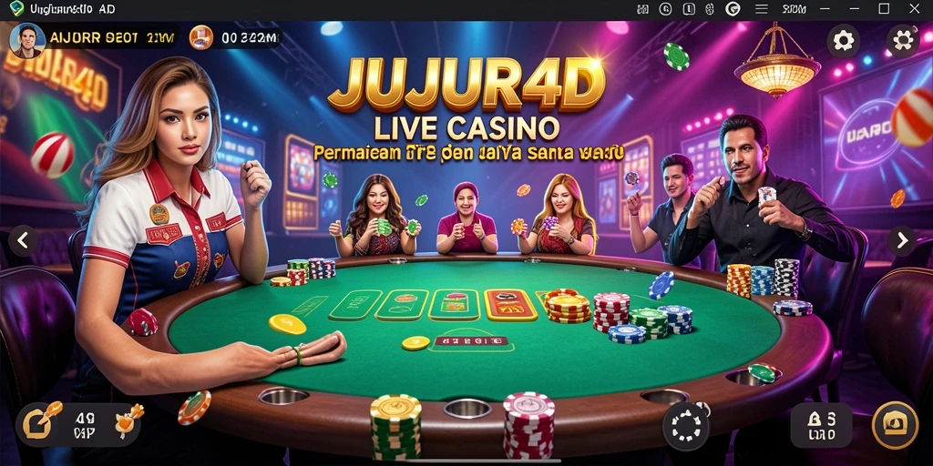 Tampilan gameplay JUJUR4D dengan dealer langsung yang profesional.