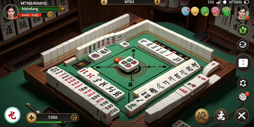 Tampilan menarik dari gameplay MT966 dalam permainan Mahjong.