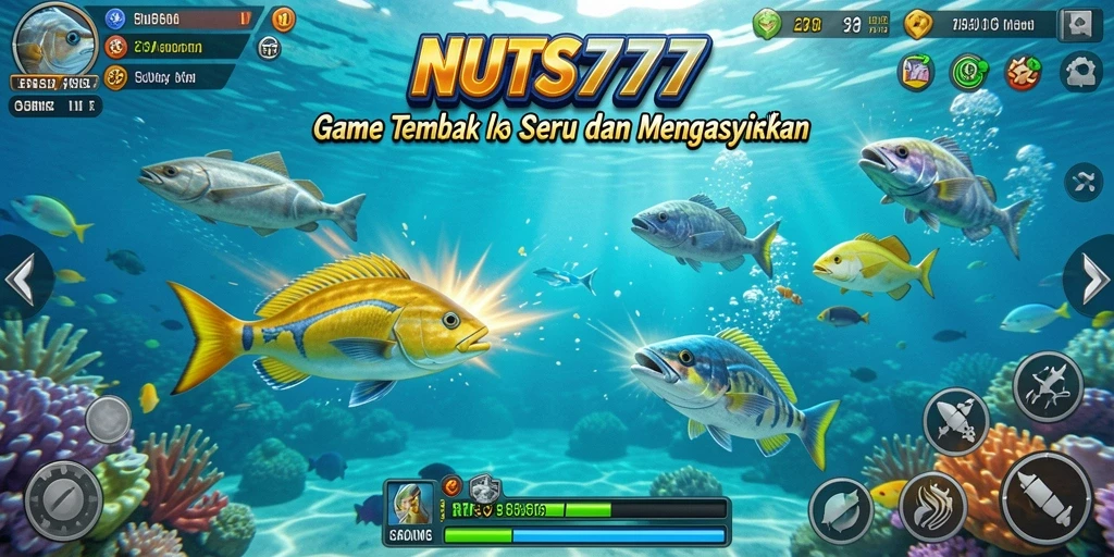 Screenshot gameplay NUTS777 yang menunjukkan keseruan tembak ikan.