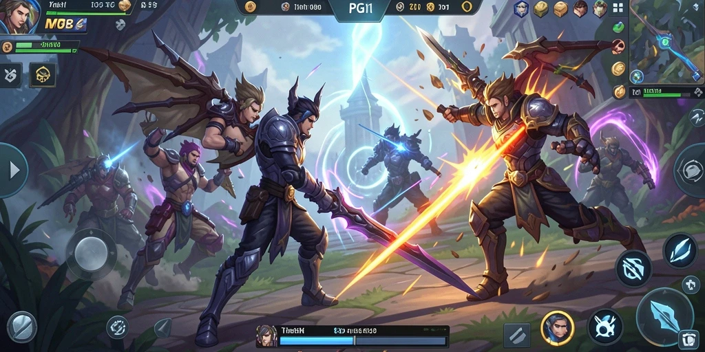 Tampilan menegangkan dari gameplay MOBA PG11 dengan karakter yang beraksi.