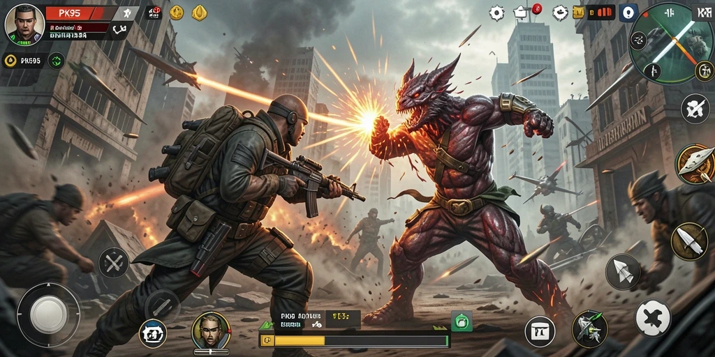 Tampilan gameplay PK95 yang seru dengan pertarungan epik.