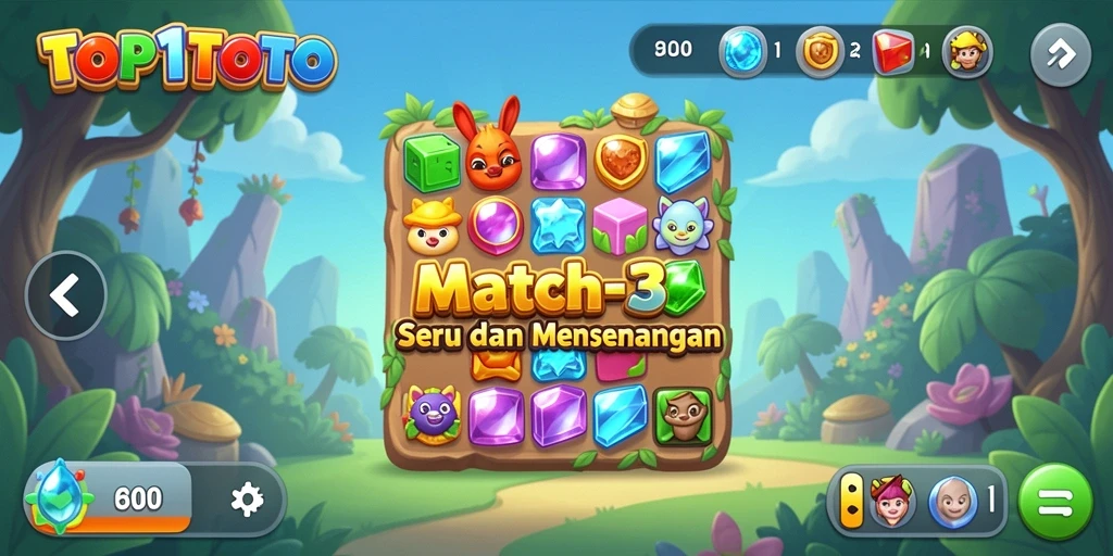 Menampilkan gameplay Match-3 yang seru dan menantang.